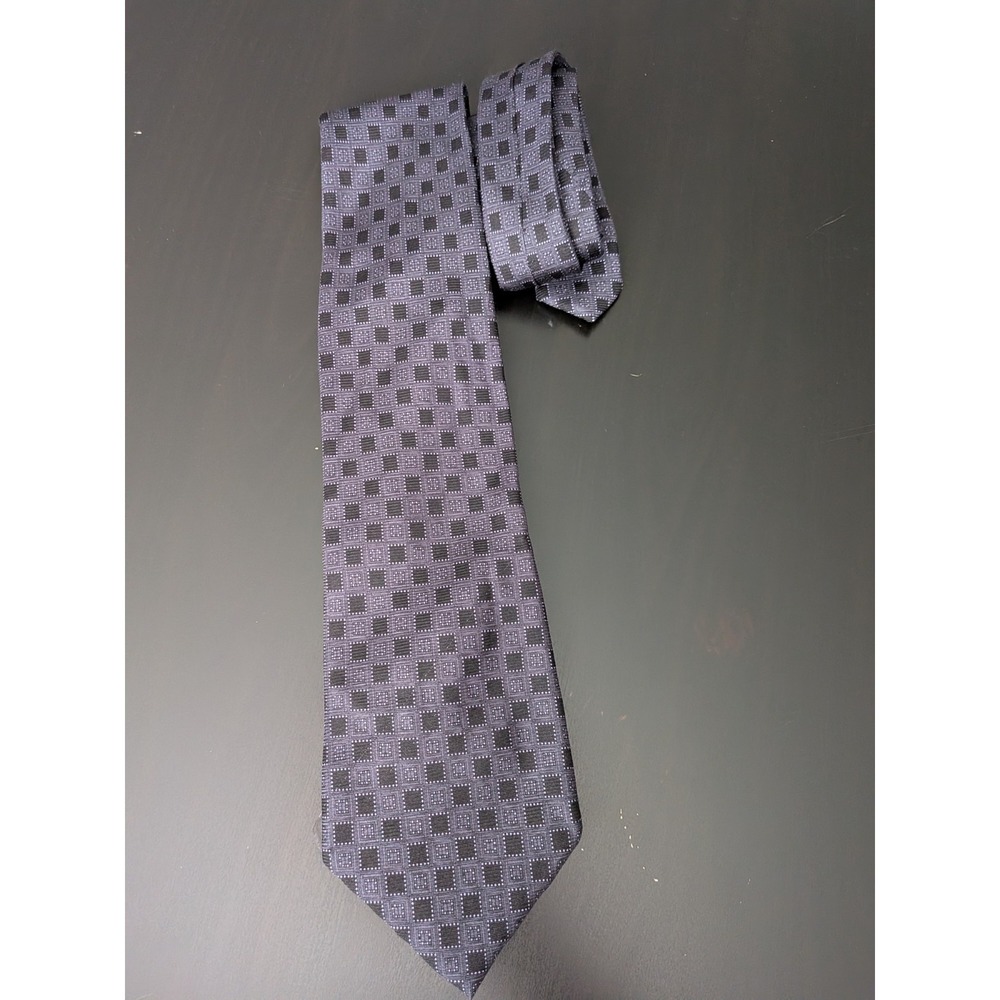Bijoux Terner Genuine Silk Necktie Tie Purple  Geometric 62"‎ Long 3.5" Wide